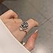 Vivid Black Rose Flower Open Statement Rings for Women CZ Crystal Blooming Wrap Finger Band Engagement Wedding Stacking Ring