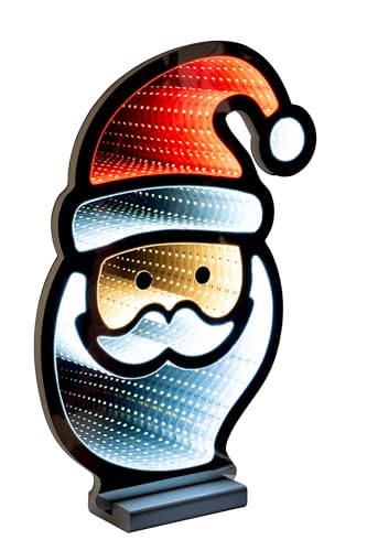 Star-Max LED Weihnachtsmann mit Infinity Effekt, Weihnachtsdekoration für Innenbereiche, beidseitig beleuchtet, inkl. Timerfunktion, 3m Zuleitung und Standsockel, 161 LEDs, 28,5x7x40cm