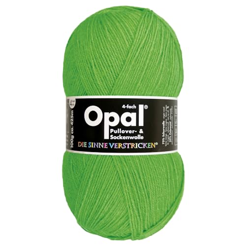 Frida's Wollhaus Opal 100 g Uni 4-fach Sockengarn Strümpfe Stricken filzfrei Wolle 35 Farben (2011 | Neon-Grün)