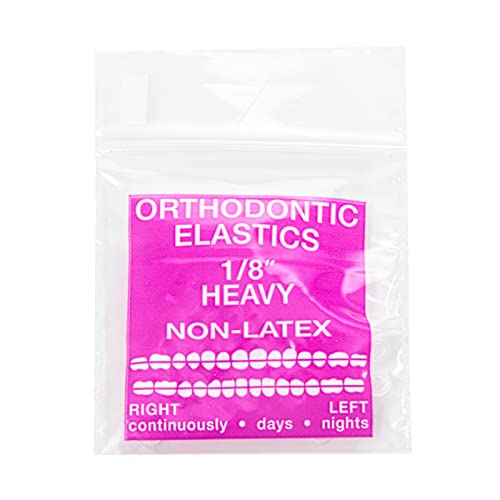 JMU Orthodontic Elastics 1/8 Heavy, 100 Pack 6.5 oz Intraoral Elastic Bands Latex Free Dental Rubber Bands Made in USA