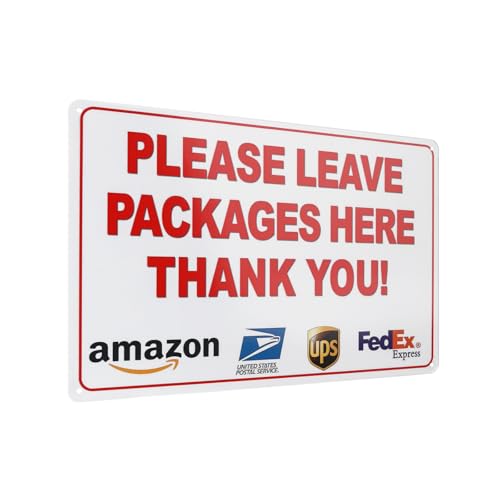 wyooxoo PLEASE LEAVE PACKAGES HERE Delivery Sign for Outdoor Use Yard Sign 12 x 8 Inch (Sign-B)