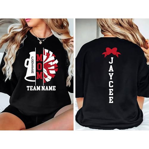 LASFOUR Personalized Megaphone Cheer Mom Shirts for Women, Custom Cheerleading Shirts with Name, Personalized Cheer Mom Gifts4