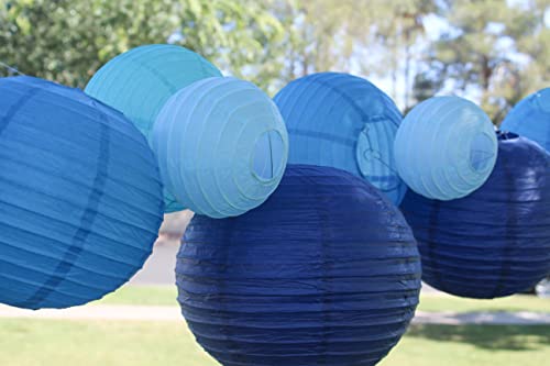Just Artifacts Decorative Round Chinese Paper Lanterns 12Pcs Assorted Sizes & Colors (Color: Blues) #TOP5