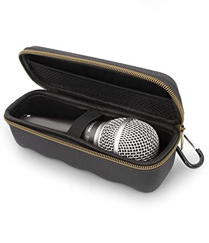 Casematix Microphone Case Compatible With Wired Microphone Models Up To 6.75” Maximum, Ultra Compact Mic Case Fits Singing, Vocal Dynamic Handheld Wired Microphones #TOP4