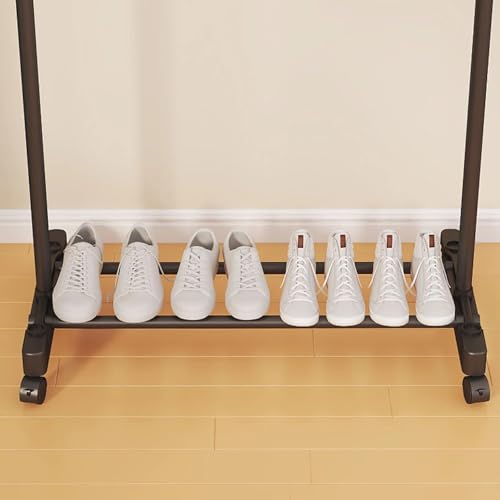 Image of Owme Portable Double Layer Clothes Drying Stand for Home | 2-Tier Rolling Laundry Rack with Wheels | Stainless Steel Garment Drying Rack for Balcony, Bedroom & Utility Area - SQUARE