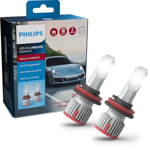 Bombillas LED H11 Philips Ultinon Pro9200 con luz blanca de 5800K para faros delanteros de coche