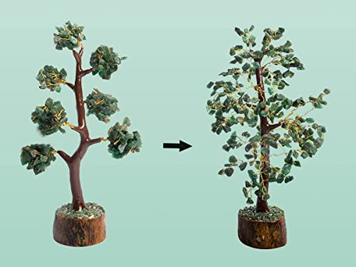 WC_Green Jade Crystal Tree for Positive Energy Home Decorations and Healing Crystal Tree with M-Seal & Golden Wire Green Decor Fortune Tree Crystal Decor Jade Tree Feng Shui Decor (300 Beads) - Image 4