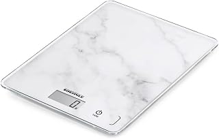 Soehnle Page Compact 300 Electronic Kitchen Scale, Food Scale with 11 lbs Capacity and Easy to Read Metric Imperial, Kitchen Scale for Cooking, Marble Design Surface
