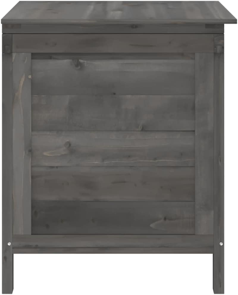 Solid Fir Wood Garden Storage Box with Anthracite Finish, Medium Size Outdoor Organizer for Patio and Balcony, Durable Moisture-Resistant Construction with Ventilated Slatted