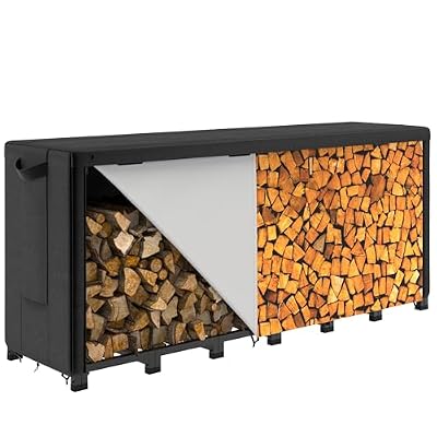 Arc Rack 8 FT Firewood Rack Cover, Wood Pile Cover is Designed w/Beautiful Stacked Wood Printed Image. The Cover for Wood Rack will Bring Back the Curb Appeal to Outside Landscape.