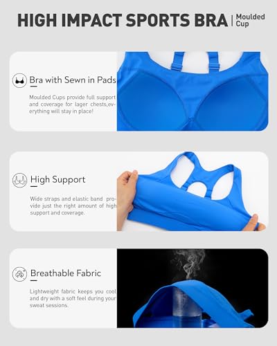 Image of RUNNING GIRL Sports Bras for Women High Support, Adjustable Straps High Impact Racerback Bra with Hook Closure Molded Cup