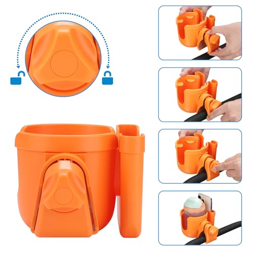 Image of Accmor Stroller Cup Holder with Phone Holder, Bike Cup Holder, Universal Cup Holder for Uppababy Nuna Doona Strollers, 2-in-1 Cup Holder for Walker, Wheelchair, Scooter