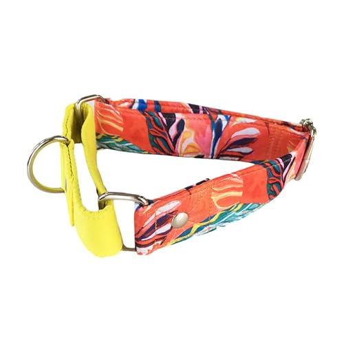 Image of Dog-O-Bow Cotton Red and Yellow Martingale Dog Collar, Durable, Comfortable & Adjustable Training Collar (Large)