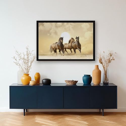 Chevaux au coucher du soleil impression sur toile 20x30 cm pour salon - 5