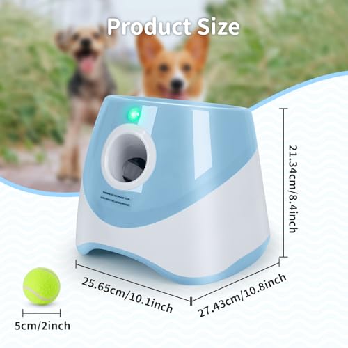 Orifesio Ballwurfmaschine für Hunde, Ballmaschine Hund mit 6 Tennisbälle, Interaktives Hundespielzeug Elektrisch für Kleine Hunde, Hund Tennis Ballmaschine für Innen und Außen