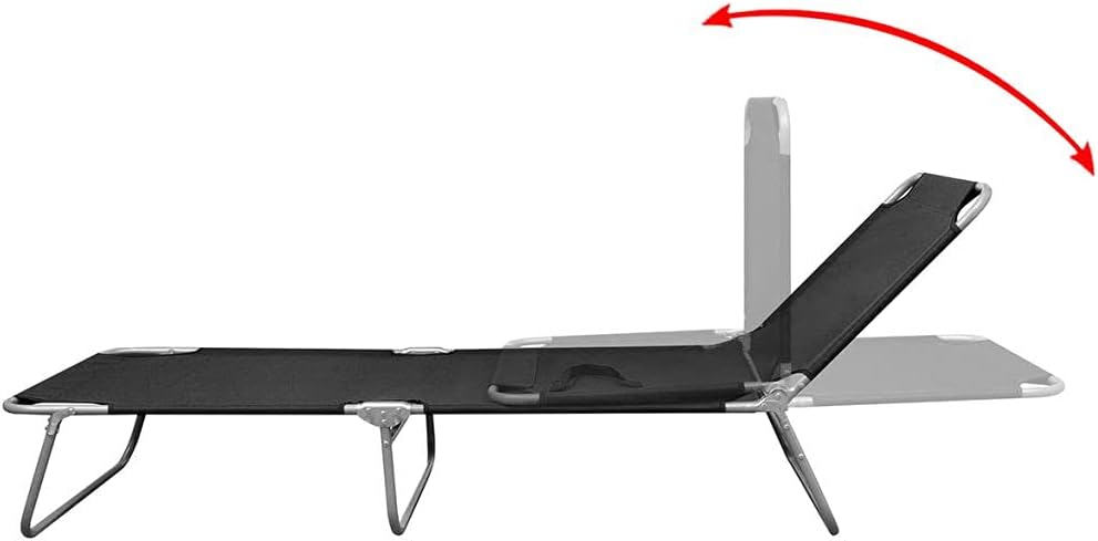 Folding Sun Lounger .Adjustable Outside Patio Sunlounger.Outdoor Garden Lounge Chair Powder-Coated Steel Black