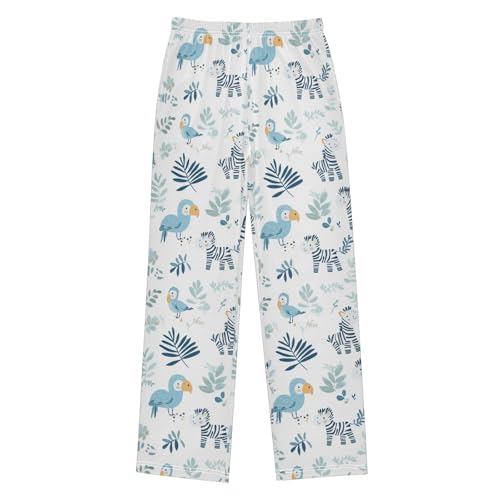 Adorable Zebras Parrots Boys Pants Girl Sleep Pants Long Trousers Elastic Waist Lounge Bottoms S