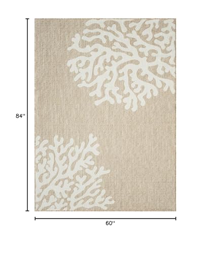 Tapete de exterior LR Home coral beige 5 x 7 pies miniatura 2