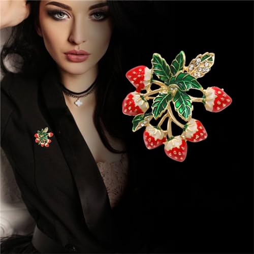 Image of WCRAZYE Red Strawberry Brooch Pin for Women Girls Cute Enamel Fruit Brooches Badges for Clothing Backpacks Bag Fashion Brooches Plant Lapel Pin Accessories Jewelry Gift