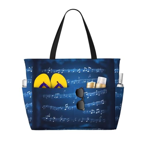 Sac à bandoulière imperméable imprimé notes de musique bleues sacoche étanche pour musicien