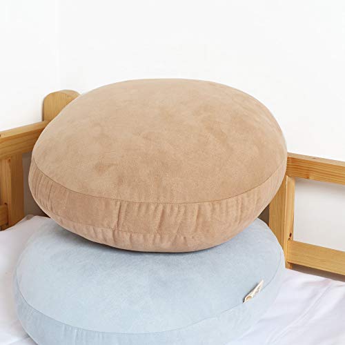 Hodeco Round Throw Pillows Down-Like Polyester Filling Super Soft Ultra Fluffy Feather-Like Touching Decorative Circle Round Floor Cushion For Couch Bed Sofa Office Car, 1 Piece (16X16 Inches, Khaki) #TOP2