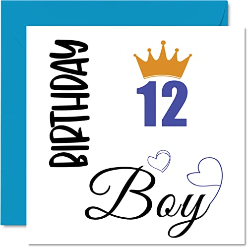 Stuff4 12Th Birthday Card For Boys - Birthday Boy - Happy Birthday Cards For 12 Year Old Boy Son Brother Grandson Cousin Friend Godson Nephew, 5.7 X 5.7 Inch Twelve Twelfth Bday Greeting Cards Gift #TOP28