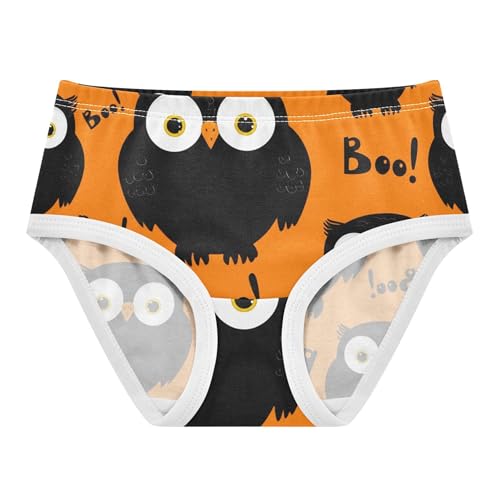 Toddlers Underwear Floral 2t Cotton Girl Panties Cute Designer Briefs Underpants Cute Cartoon Black Owls Orange