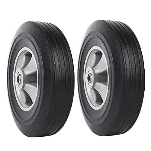 2-pack ar-pro 1034 x 2534 flat free solid rubber tires and wheel - 10 inch solid wheels with 5834 axles and 225 offset hub - replacement wheels for hand trucks dolly and wheelbarrows