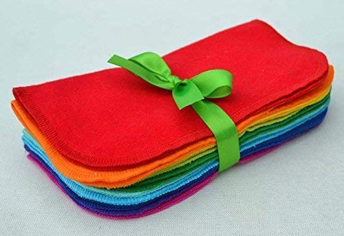 2 Ply Solid Flannel 8X8 Inches Set Of 10 Rainbow Edging #TOP18