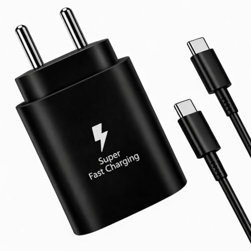 Image of Samsung 25W PD 3.0 Type-C Fast Charger (PPS) with Cable | Super Fast Charging Adapter for Samsung Galaxy S25 FE,S25 Plus, S24, S23, S22, S M F A Series & Tab S10 Series (25w Black Charger with Cable)