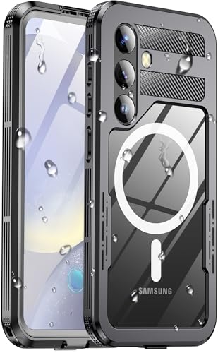 Haireca for Samsung Galaxy S24 Waterproof Case, [Fit for Magsafe] [IP68 Water Proof] [Built-in Screen Protector], Magnetic Heavy Duty Military Grade Rugged Phone Case for S 24 6.2', Black