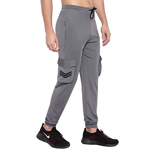 Image of BLUE STAR SHARK Men's Premium Stretchable Cargo Joggers | Regular Fit, Stylish Track Pants with Pockets | Soft Smooth Feel, Logo on Front, Comfortable Everyday Wear