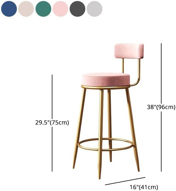 CraftThink Modern Bar Stools Counter Stool, Home Side Chair Gold Velvet Round Low Back Counter Stool with Iron Legs Dining Chairs for Bar Stool Indoor Home, White 1 Piece Counter Stool(26" H)