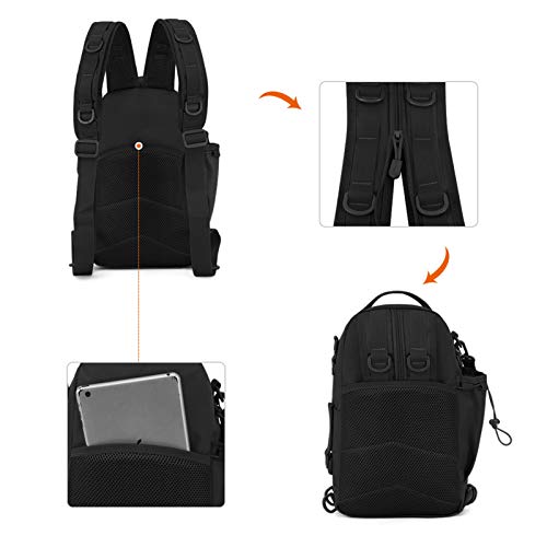 Baigio Tactical Backpack Multifunctional Molle Sling Backpacks One Strap Shoulder Bag (Black) #TOP6