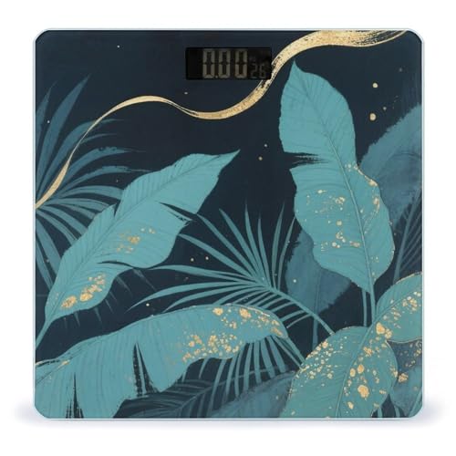 Báscula Digital Baño con Hojas Tropicales y Vidrio Templado miniatura 1