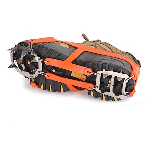 CONGARTENO 1pair Teeth Crampons for Shoes -Resistant Ice Cleat Spikes Outdoor Ice Snow Grips for Hiking and Climbing