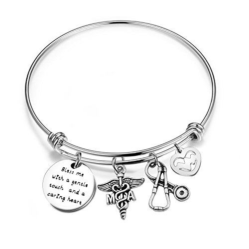 Bracelet assistant médical bobauna symbole cœur et stéthoscope passion soignante