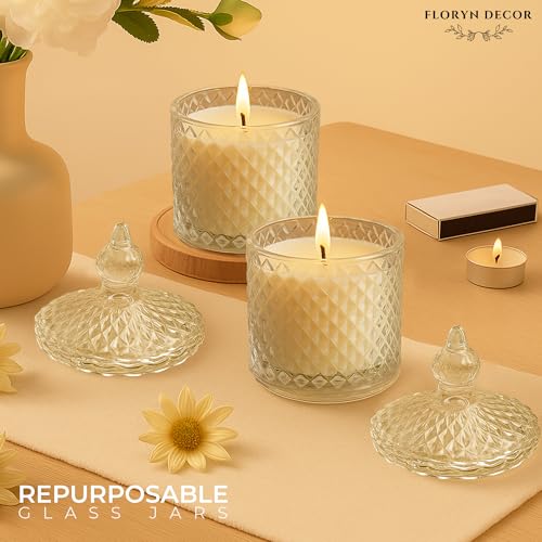 Image of Floryn Decor Crystal Jar Scented Candle Gift Set with Gift Box | Elegant Diamond-Cut Glass with Lid | Luxury Fragrance | Aromatherapy Candles for Home Decor, Gifting & Relaxation (Set of 2)