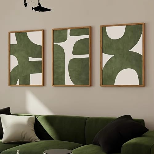 Affiche minimaliste verte pour salon moderne | Déco triptyque 70x90