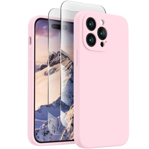 Image of FireNova Designed for iPhone 14 Pro Max Case, Silicone Upgraded [Camera Protection] Case, Soft Anti-Scratch Microfiber Lining Inside, 6.7 inch, Chalk Pink