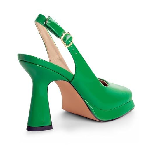 Image of ANN CREEK Women's Platform Slingback High Heels Ladies Square Toe Pump Shoes
