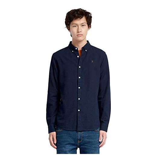 FARAH® Brewer Indigo Oxfordtröja stor mitt indigo