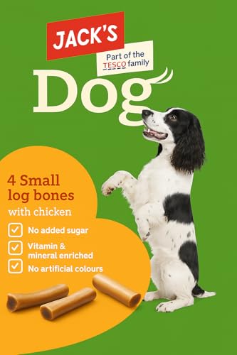 Jack’s Dog Small Log Bones with Chicken – 14 Pack × 180g (Total 2.5kg) Ideal Training Dog Treats & Chews – Tasty Puppy Treats, Biscuits & Small Bones Snack bulk Pet