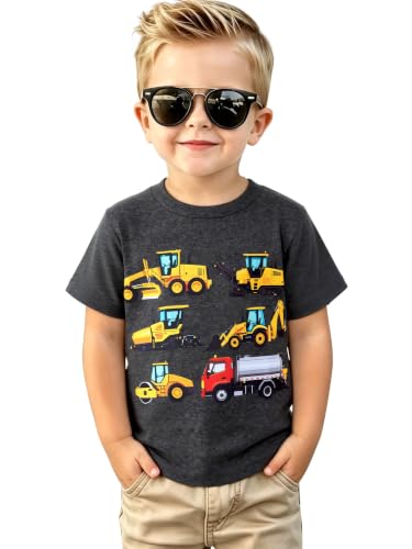 Funnycokid Toddler Boys Shirts 4T 5T Tshirt Construction Truck Grey - image 1