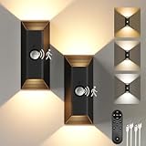EZVALO Motion Sensor Wall Lights, 4000mAh Rechargeable Battery Operated Wall Sconces Set of 2, 3 Color Temps, Dimmable, Wireless Magnetic Night Light with Remote, Timer, for Hallway, Stair, Bedroom