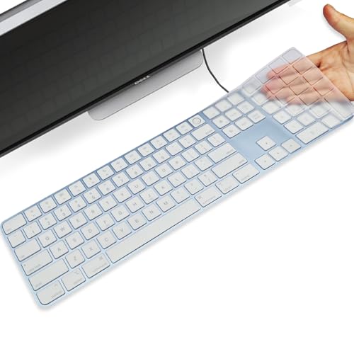 YongMai TPU Keyboard Cover for 2021 New Model A2520 iMac Magic Keyboard with Touch ID with Numeric Keypad, Washable Ultra Thin iMac Magic Keyboard Skins, Magic Keyboard Skin Covers (Clear)