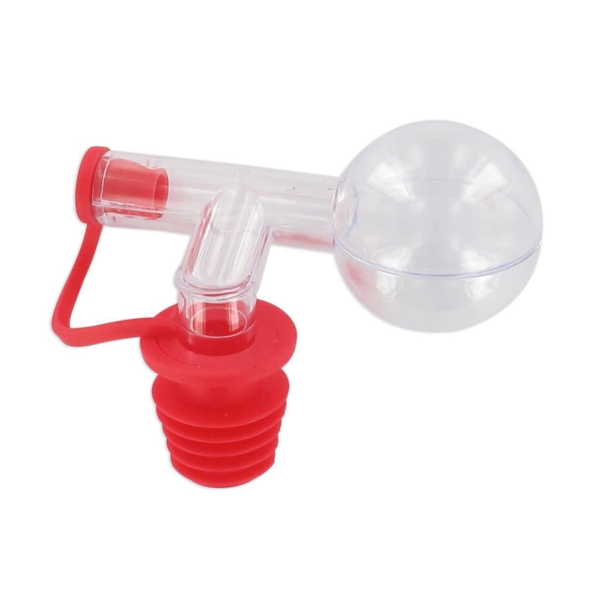 Fackelmann 004032 Dispenser, Alcohol dosing Ball, spout for Bottle, Measuring Cap 2.5 cl, Plastic, Red/Transparent