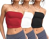 Trendy Queen 3 Pack Tube Tops Going Out Crop Tank Tops Causal Strapless Corset Bandeau Bra Cute Basic Backless Sexy Stretchy Seamless Spring Summer Y2k Fashion 2024