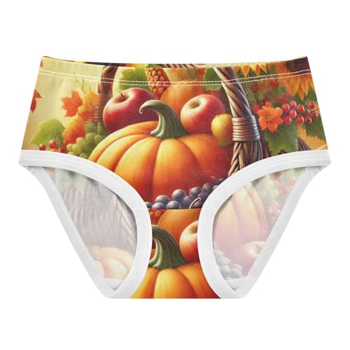 Fall Harvest Pumpkin Fruits Panties Little Girl Toddler Girls Underwear Cotton Cartoon Briefs Girls Undies 2t