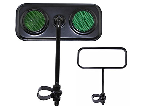 Lowrider Rectangular Bicycle Bike Mirror Black with Green Reflector Bike Part, Bicycle Part, Bike Accessory, Bicycle Accessory
